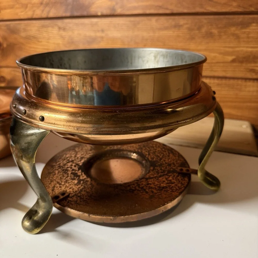 Chafing Dish Copper and Brass Cookware Food Warming Tray Vintage 1960s